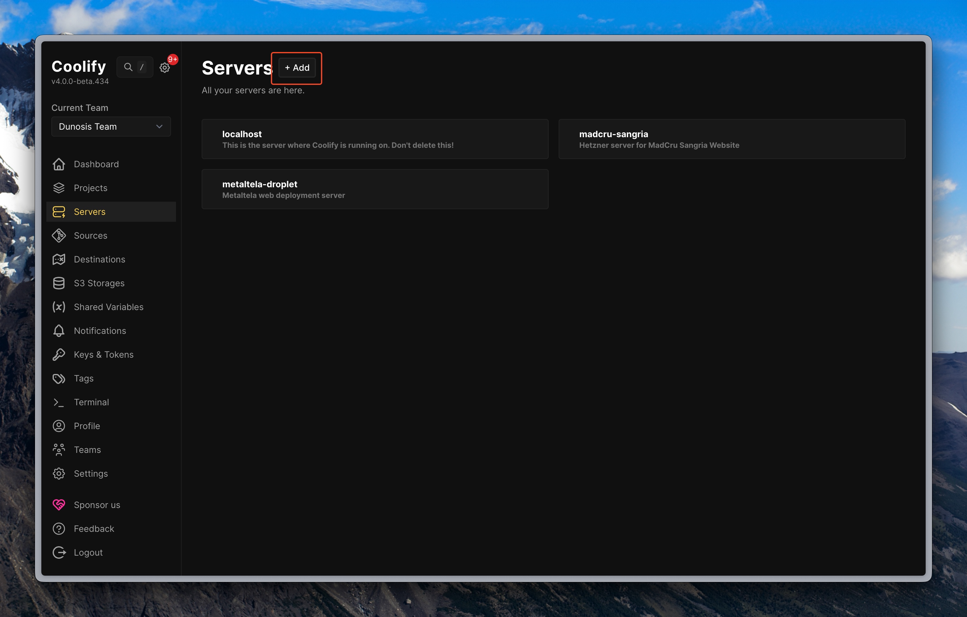 Add server in Coolify