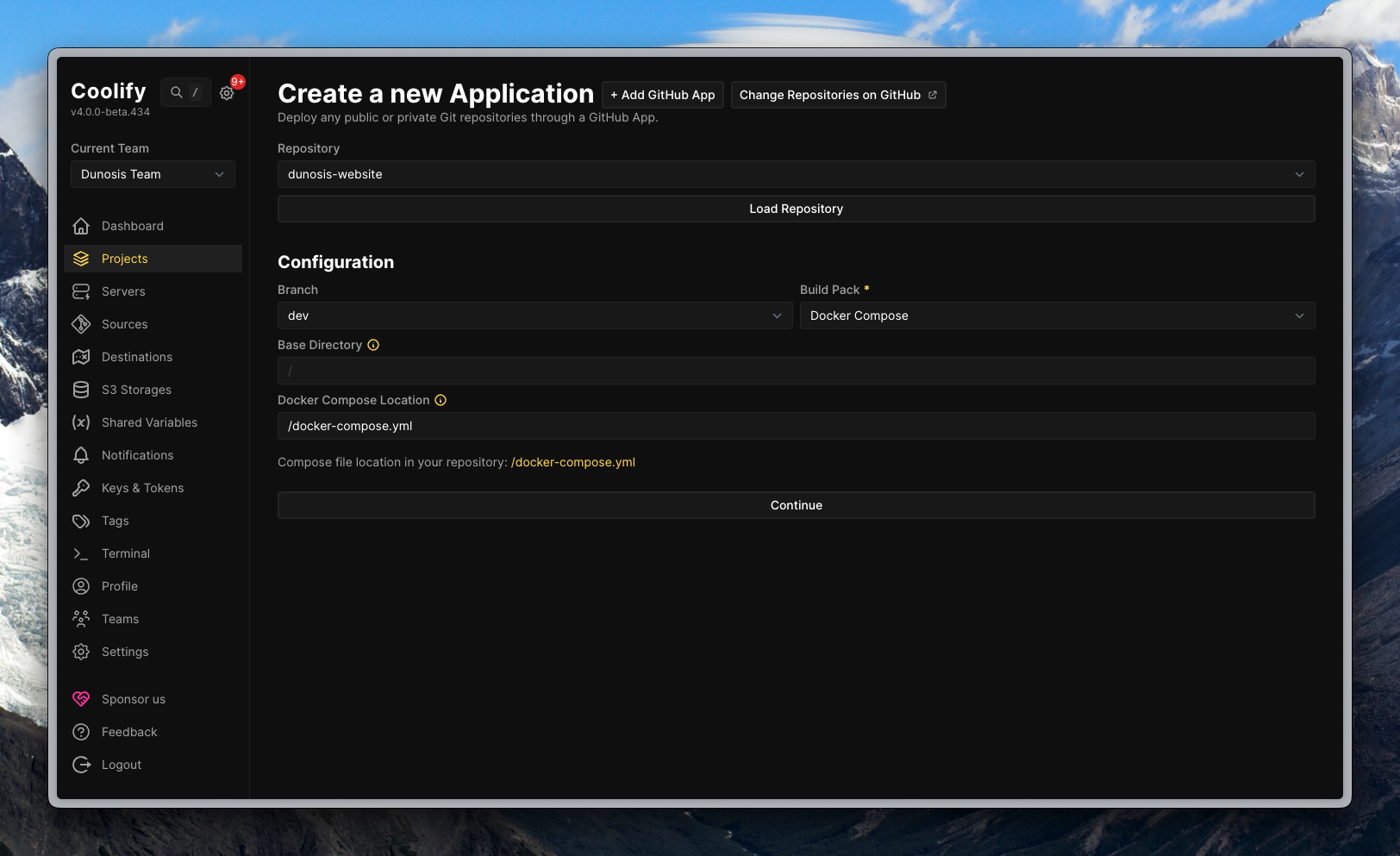Configure branch and build pack