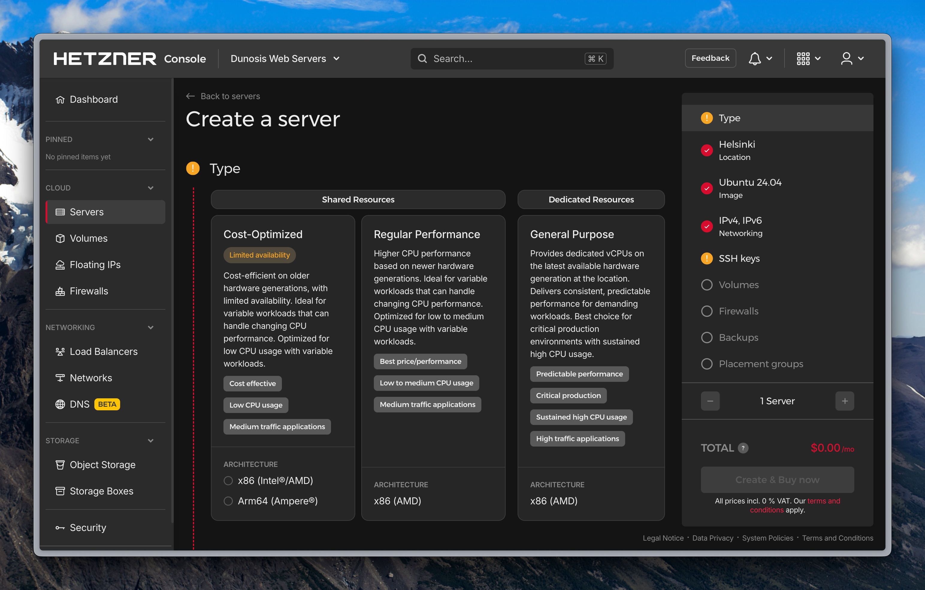 Server configuration options